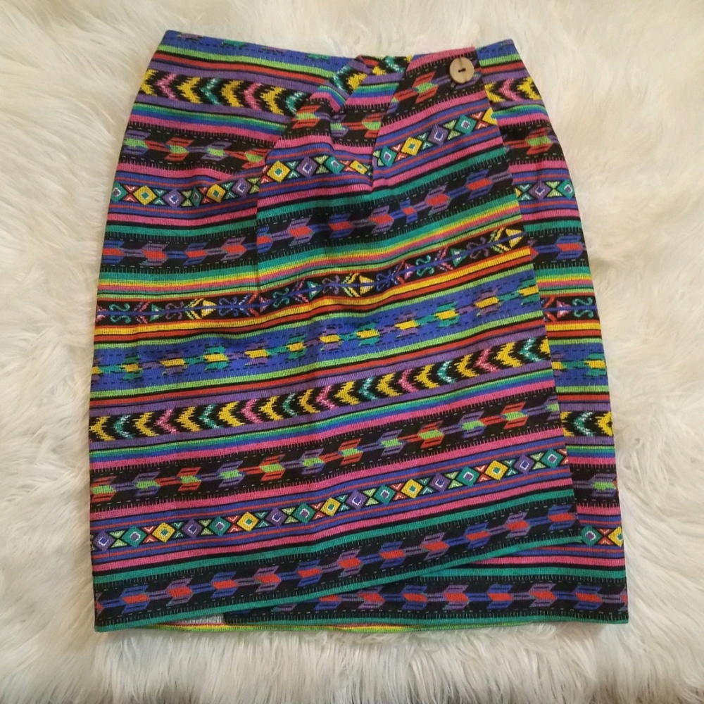 Vintage Print Wrap Skirt